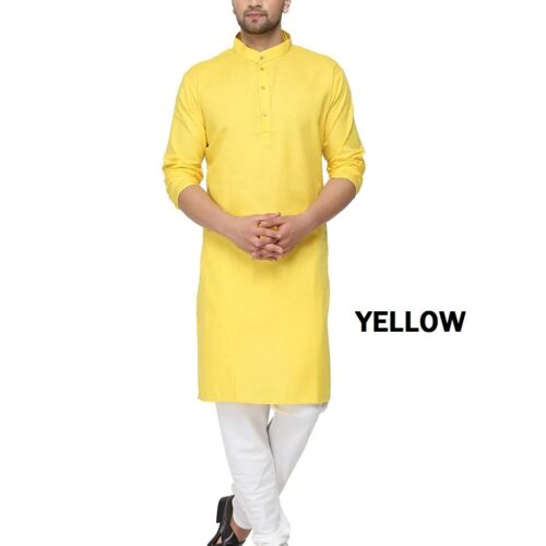 plan pure cotton kurta pajama yellow